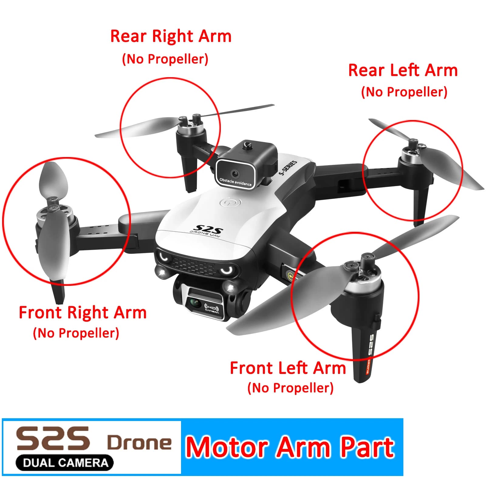 S2S Mini Drone Original Moteur Bras Pièce De Rechange Avant/Arrière Bras Stores/Bras Droit avec Moteur Brushless Pièce De Moteur LS-S2S Accessoire