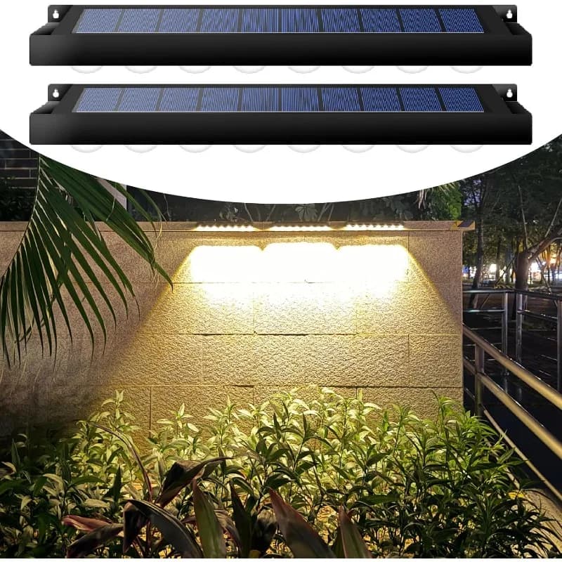 Lumières de clôture solaires, panneaux solaires d'extérieur, charge automatique, interrupteur marche/arrêt pour jardins, porches, patios, ponts, clôtures
