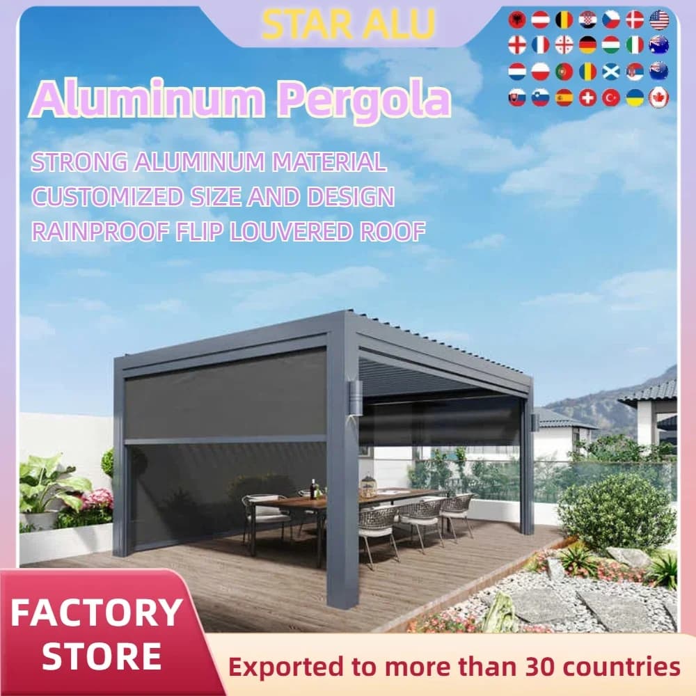 Pergola bioclimatique en aluminium 3x4m/10x12 pieds