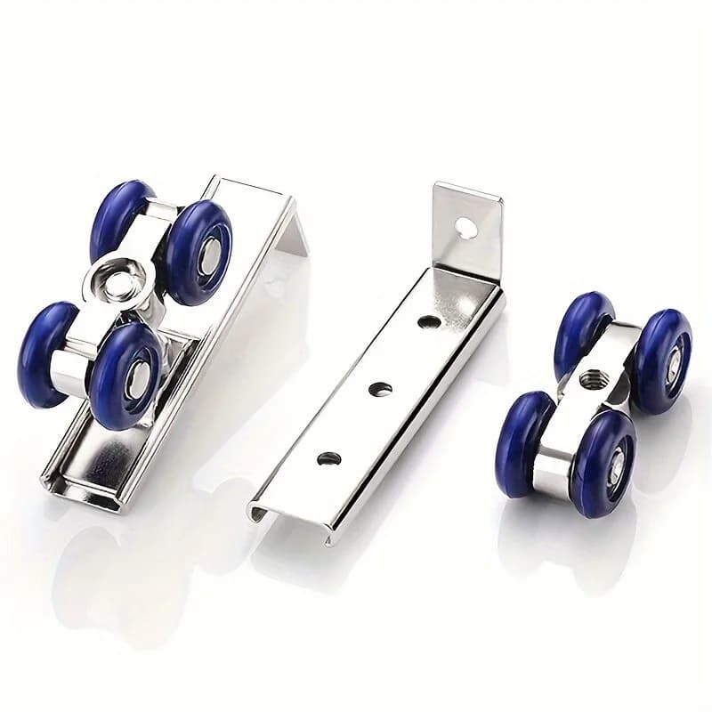 2 pièces porte coulissante rouleau matériel portes coulissantes poulie 4 roues Rail piste maison chambre bois
