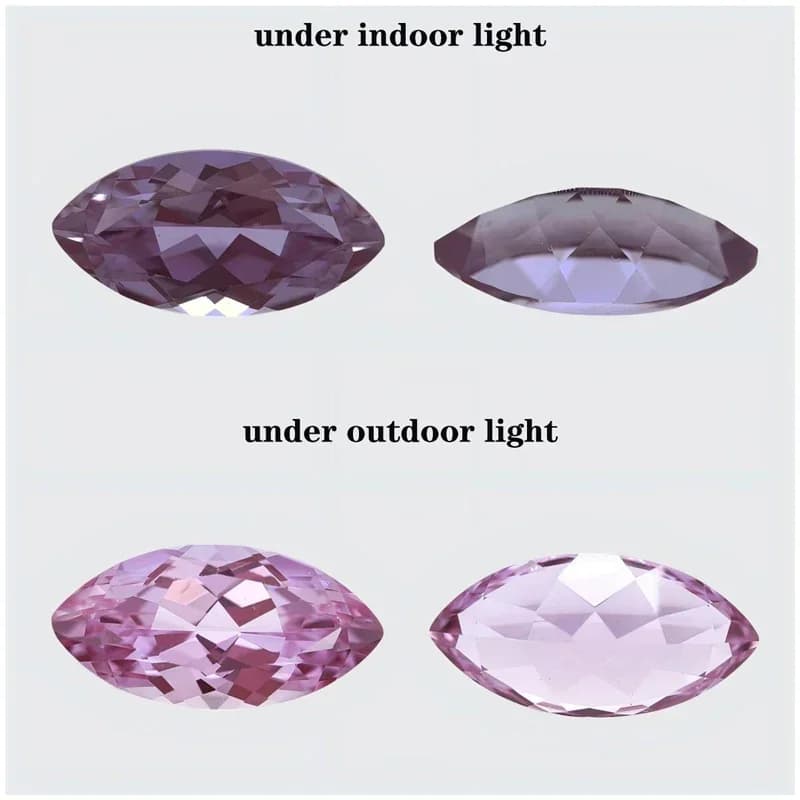 Pierre d'alexandrite de laboratoire de forme marquise à changement de couleur pour la fabrication de bijoux de haute qualité (bagues, boucles d'oreilles), vente en gros avec certificat