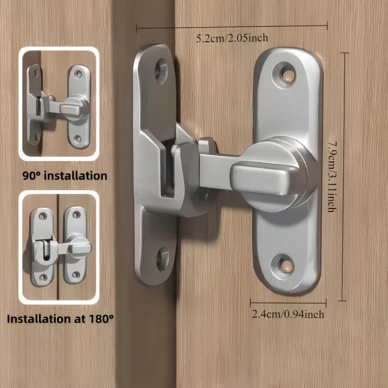 Serrure de porte antivol - 90 ° /180 ° Goupille coulissante réglable