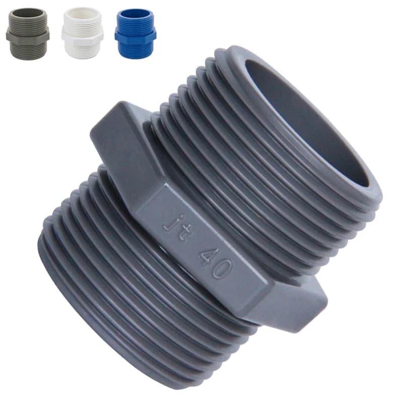 Raccord de tuyau UPVC droit à double filetage mâle BSP 1/2" 3/4" 1" 1-1/4" 1-1/2" 2" 20/25/32/40/50/63mm