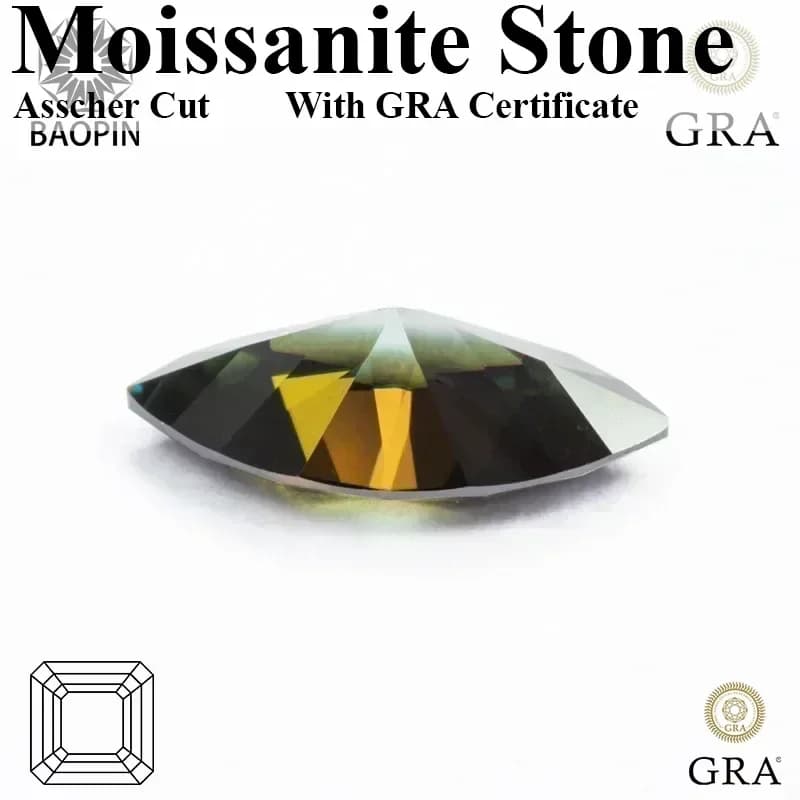 Pierre précieuse en moissanite verte taille marquise avec certificat, idéale pour les bagues de fiançailles et les créations de bijoux de luxe