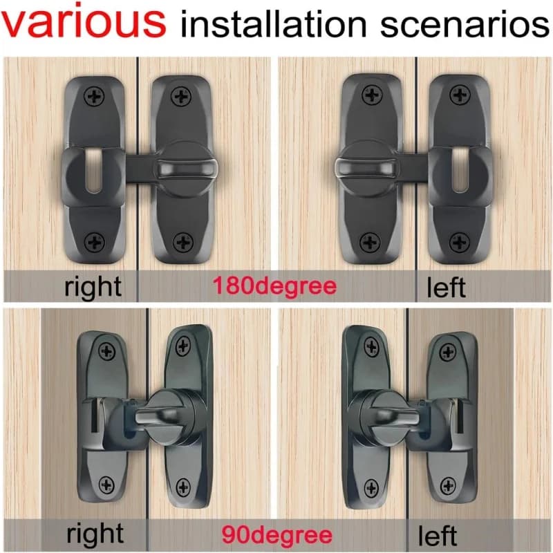 Serrure de porte coulissante à 90/180 degrés