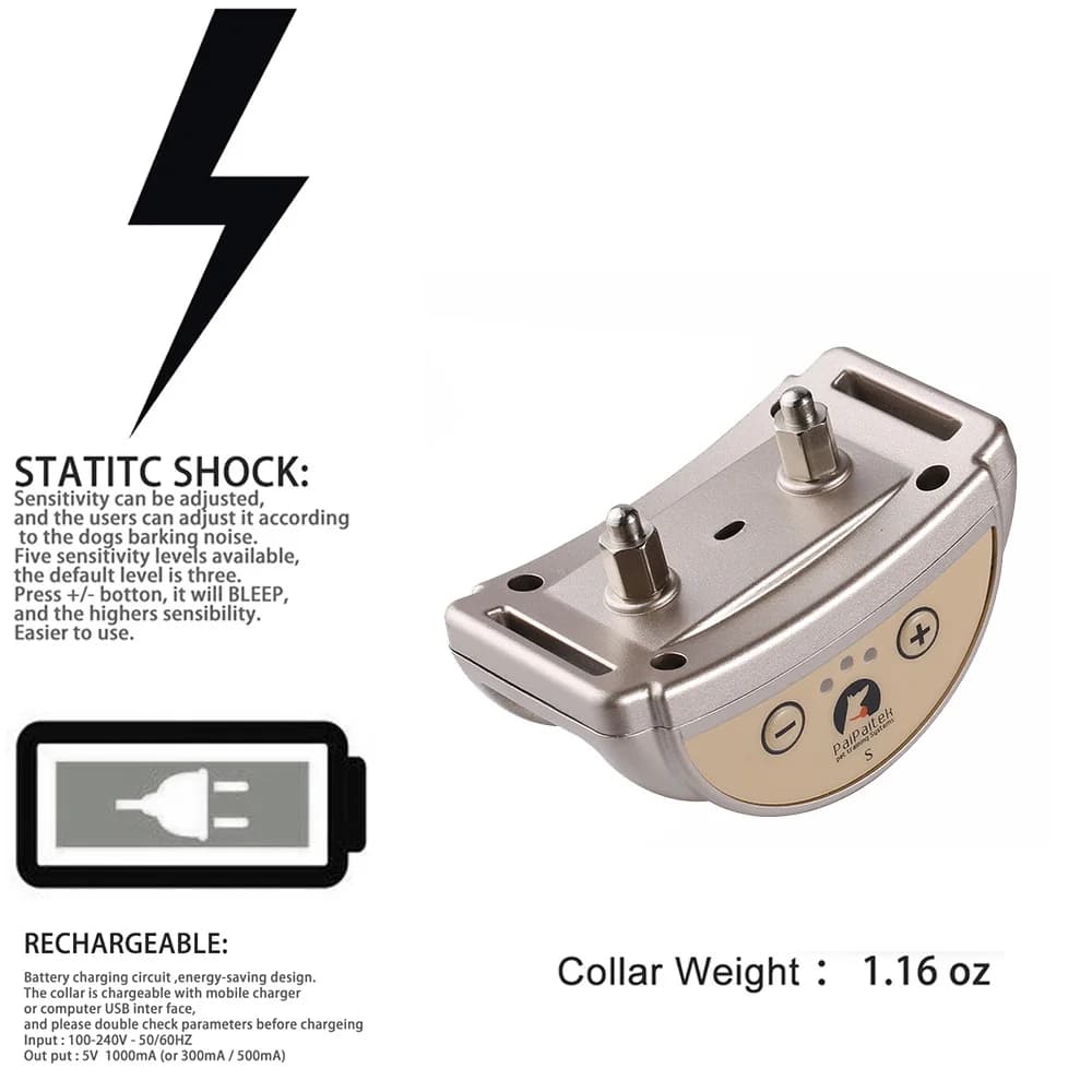 Collier de dressage pour chien, Anti-aboiement, automatique, Anti-aboiement, Rechargeable par USB, entraîneur de chien, bip à choc électrique 