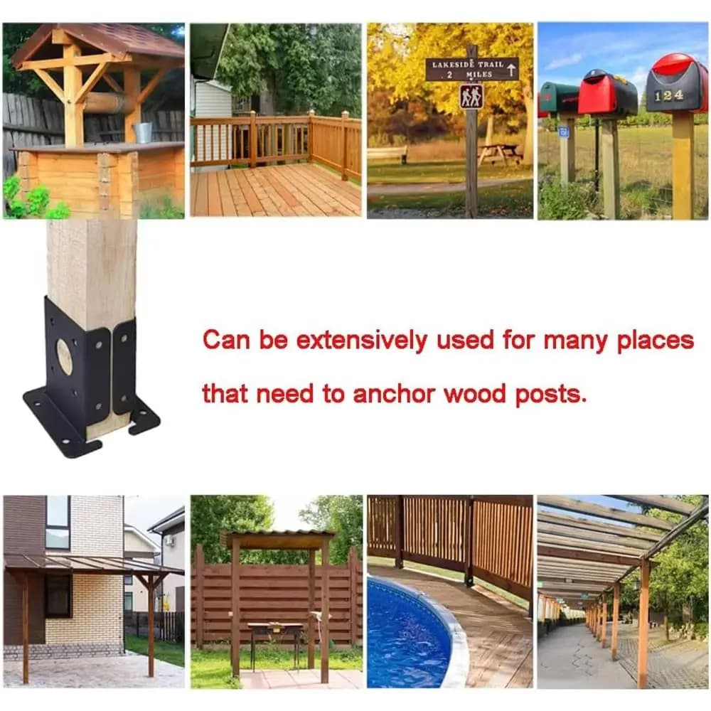 2 supports robustes en acier au carbone pour poteaux de clôture et pergola