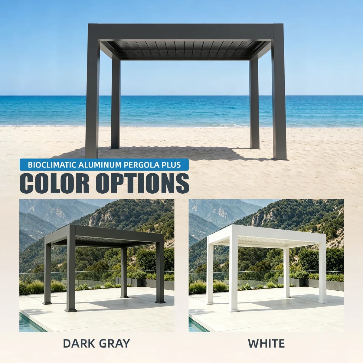 Pergola en aluminium avec kit de lames orientables électriques
