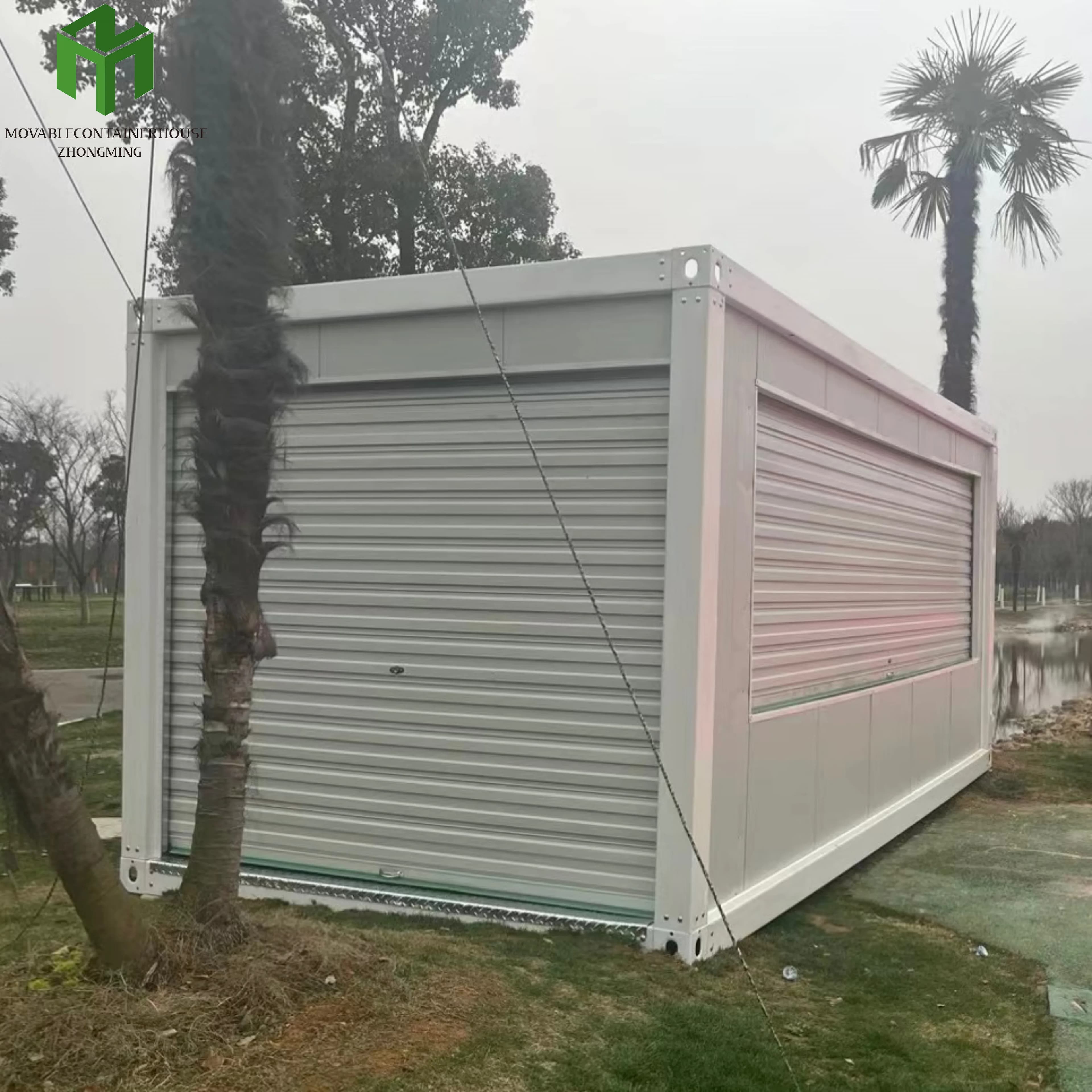 Avec porte roulante résidentielle pour magasins, hangar à outils résidentiels, salle de Garage préfabriquée, conteneur de 20 pieds, maison Mobile