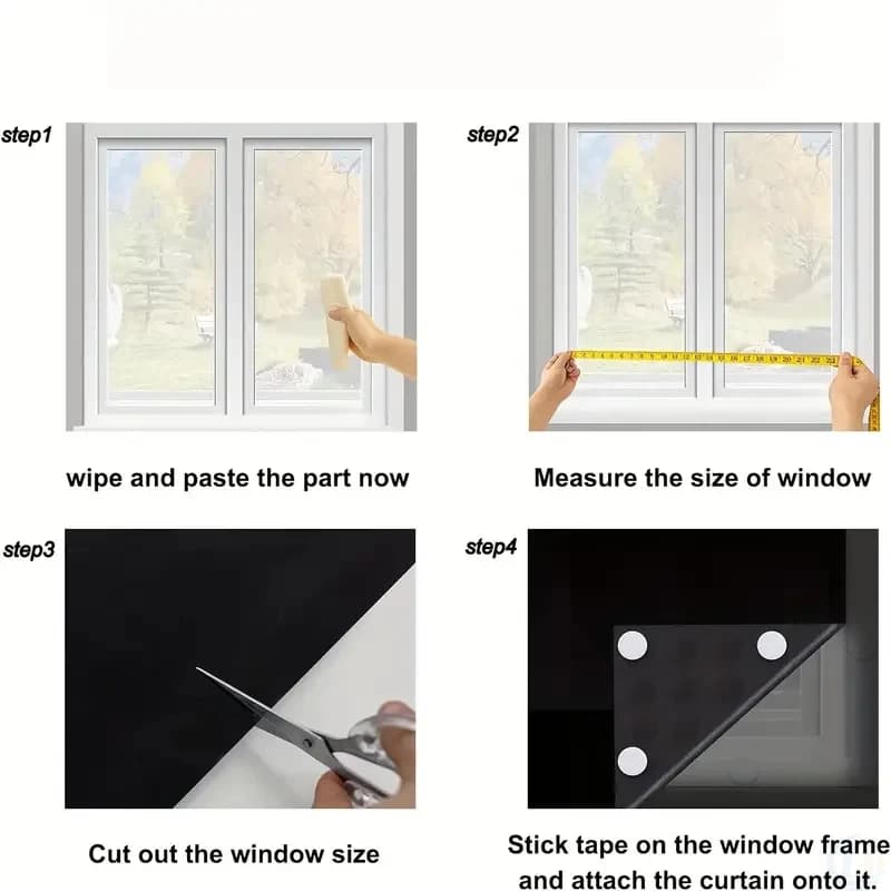 Rideau occultant 95-98% DIY, portable, amovible, film occultant pour fenêtre, tissu auto-adhésif, stores de fenêtre