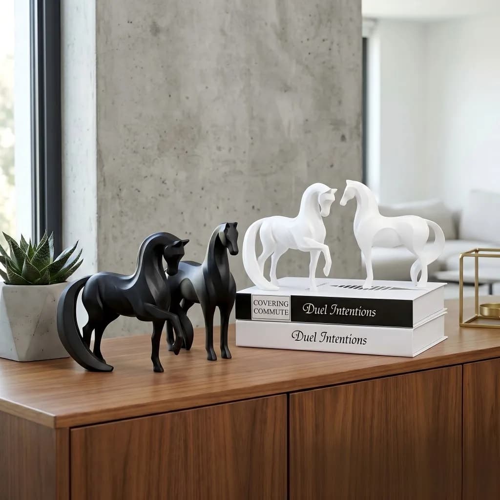 Statue de cheval géométrique en résine, artisanat moderne, figurine animale, décoration nordique pour la maison, ornement de luxe pour salon, bureau, bureau à domicile, cadeau artistique
