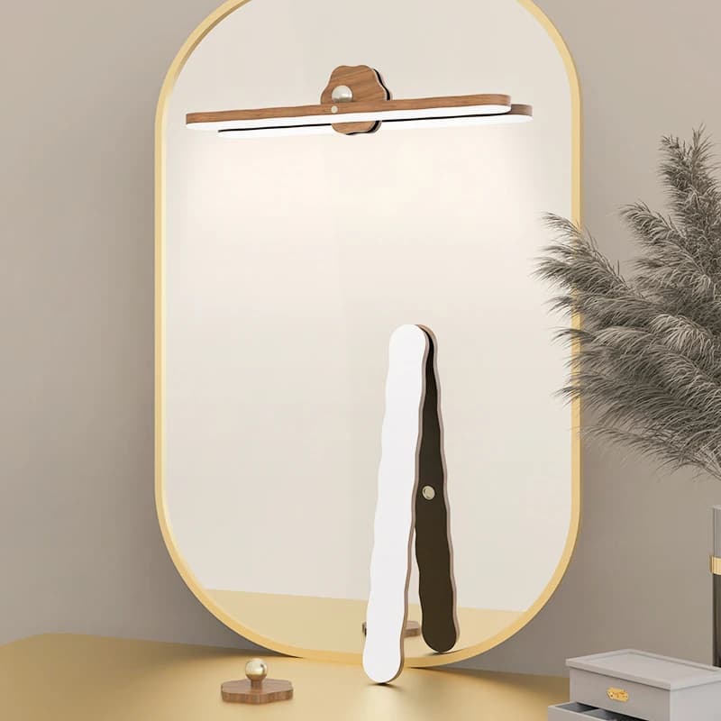Lampe murale magnétique rotative, sans perçage 360° ° Lampe de chevet rotative, lampe de lecture LED à effet bois, blanc chaud/blanc froid