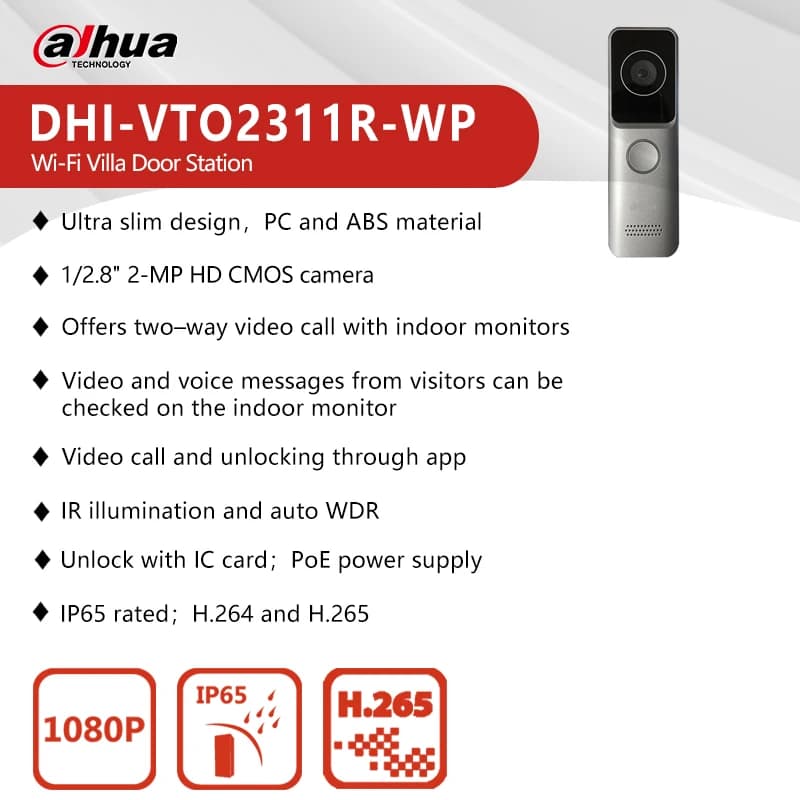 Kit d'interphone vidéo Dahua KTW02