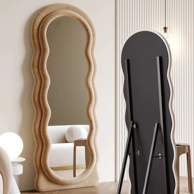 Miroir de vanité d'affichage moderne, Design de salle de bains, miroir de vanité sur pied, ornements nordiques horizontaux, accessoires de maison