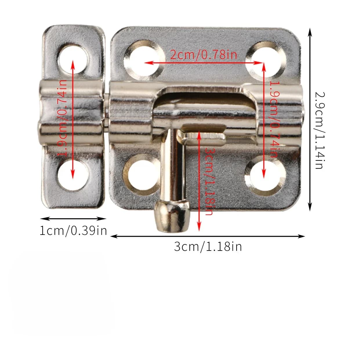 Verrou coulissant de sécurité pour porte avec 6 vis