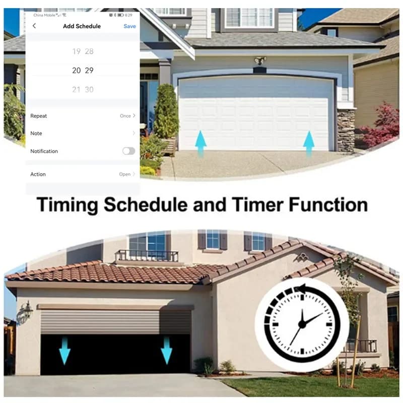 Ouvre-porte de garage intelligent ZigBee Smart Life avec contrôle par application et commande vocale Tuya
