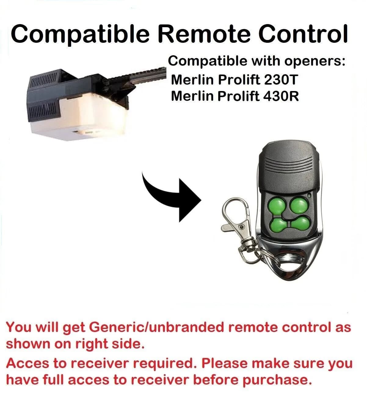 Télécommande de porte de garage pour Merlin