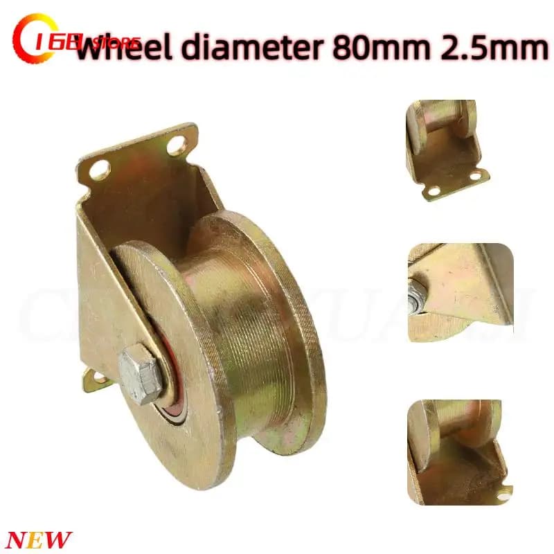 Roulette rigide robuste de 80 mm de diamètre avec roue à rainure UV de 2,5 mm et support pour clôture coulissante de patio et portail d'usine