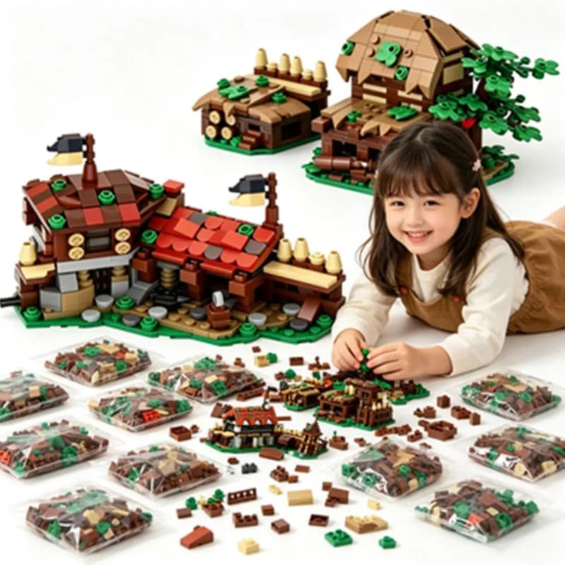 MOC Scène d'extension de portail et de mur de château médiéval, Ma Ji, Modèle de jouet de construction à petites particules, Cadeau