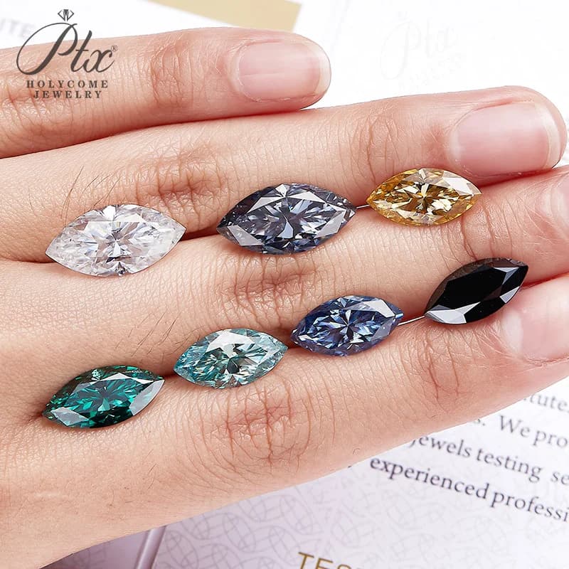 Moissanite taille marquise, clarté VVS1, multicolore, avec certificat GRA, matériaux pour la fabrication de bijoux, fournitures de perles, breloques en gros