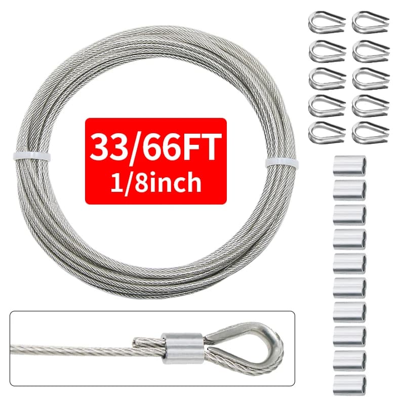 Kit de câble en acier inoxydable 304 recouvert de PVC de 10/20 m
