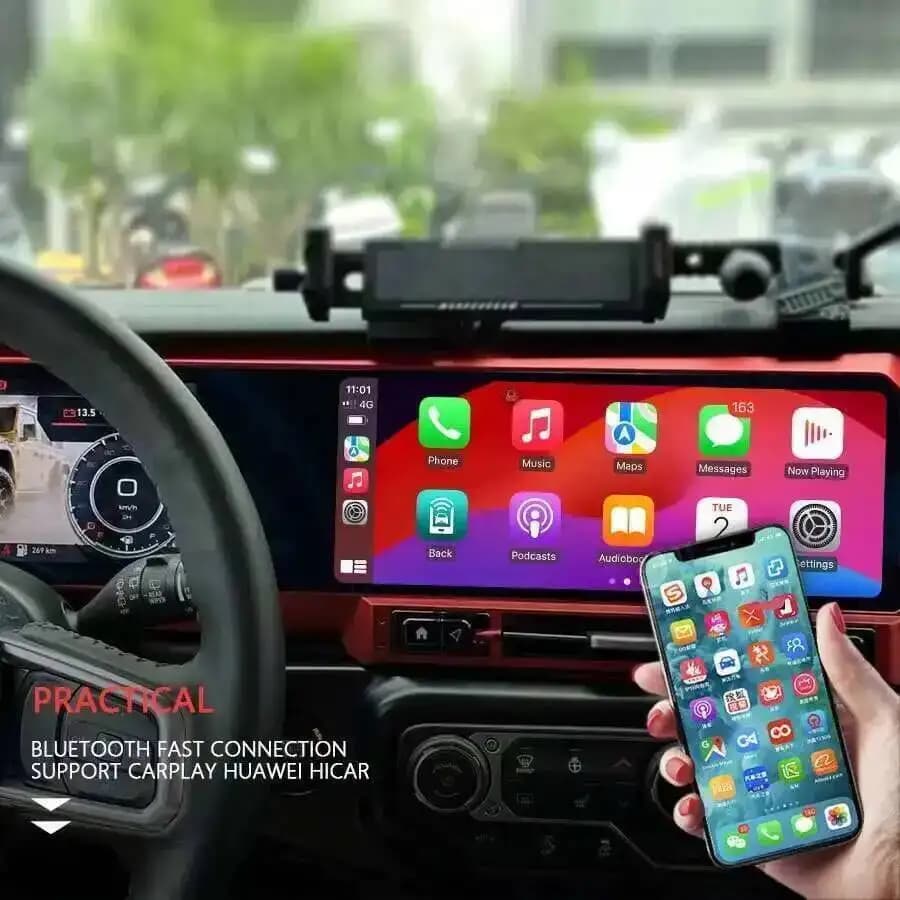 Lecteur multimédia LCD stéréo 4G Carplay pour JEEP WRANGLER 2018-2022 24.6 ''GPS Navi Android Qled double écran autoradio avec 360
