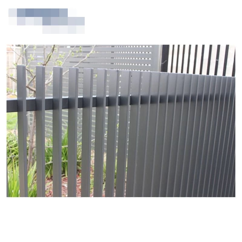 Panneau de clôture en aluminium marron/gris foncé pour jardins avec colonnes