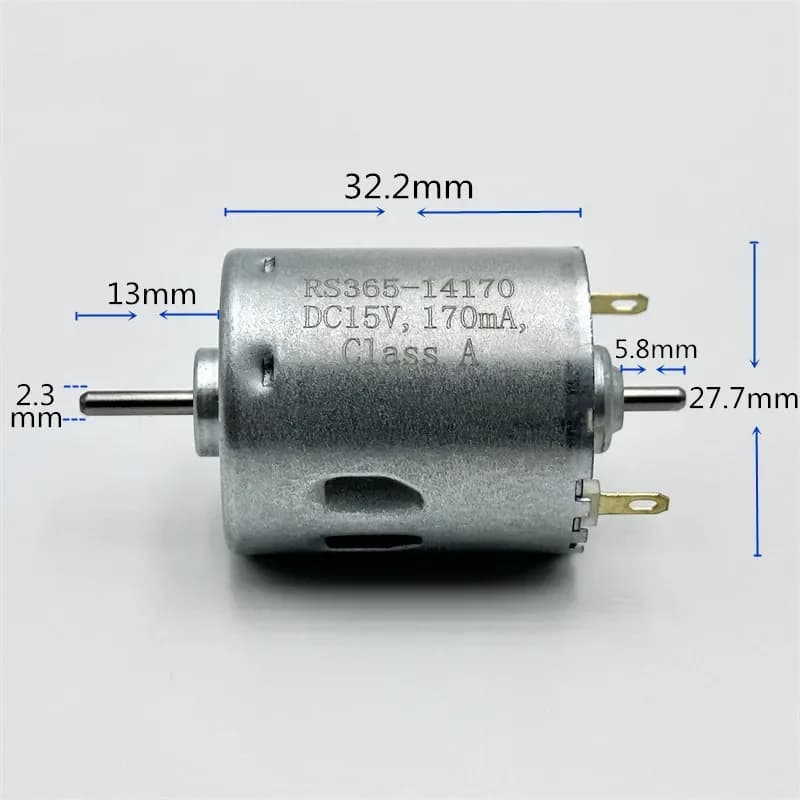 Micro moteur à balais de carbone RS-365-14170, DC 12V 14.4V 15V 18V 7700 tr/min, double arbre de 2.3mm pour Robot nettoyeur de balayeuse