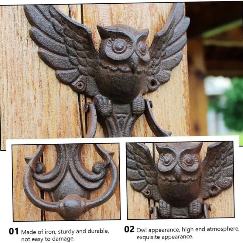 Owl Gate Knock – poignée de porte Antique en fonte américaine