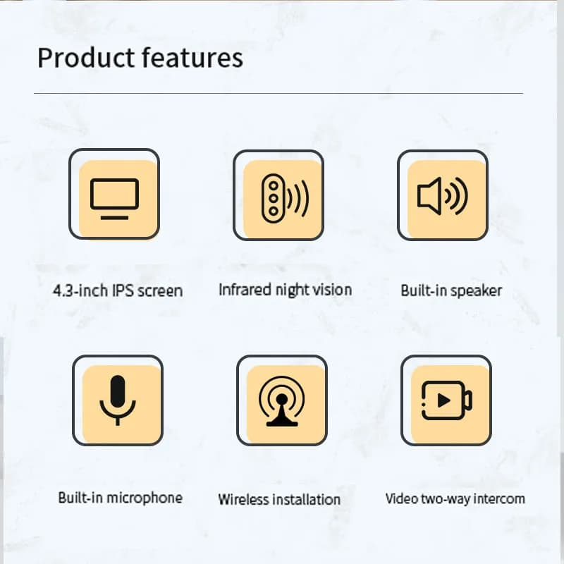 Sans fil interphone Sonnette HD Vision Nocturne 4.3in lPs écran Étanche Visuel