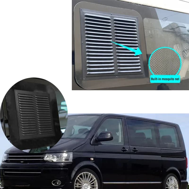Grille de ventilation coulissante pour fenêtre de camping-car avec moustiquaire gauche/droite pour VW T5 T5.1 T6 T6.1 côté conducteur/passager antivol
