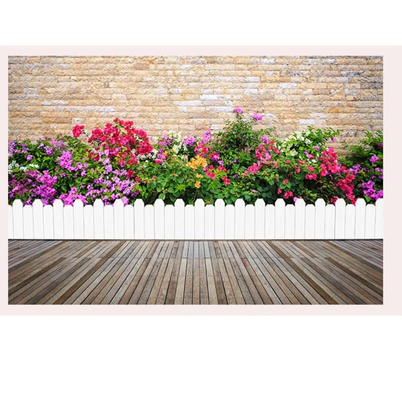 Clôture de jardin insérée en plastique et bois de couleur teck blanc