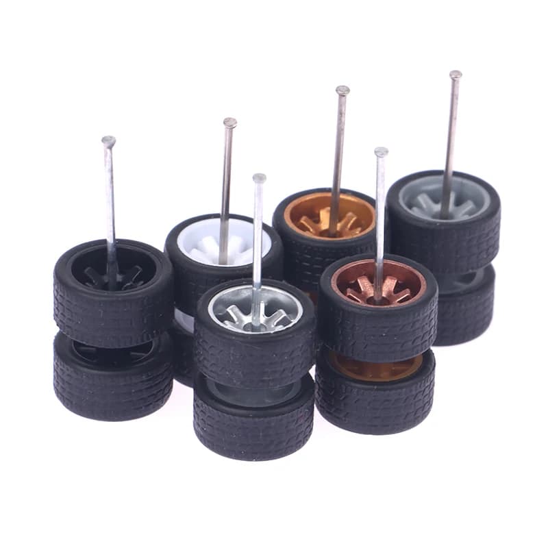 1/64 roues modèle de voiture roues pour Hotwheels avec pneu en caoutchouc modèle de voiture pièces modifiées jouets puissance RefitCar modèle pièces ensemble