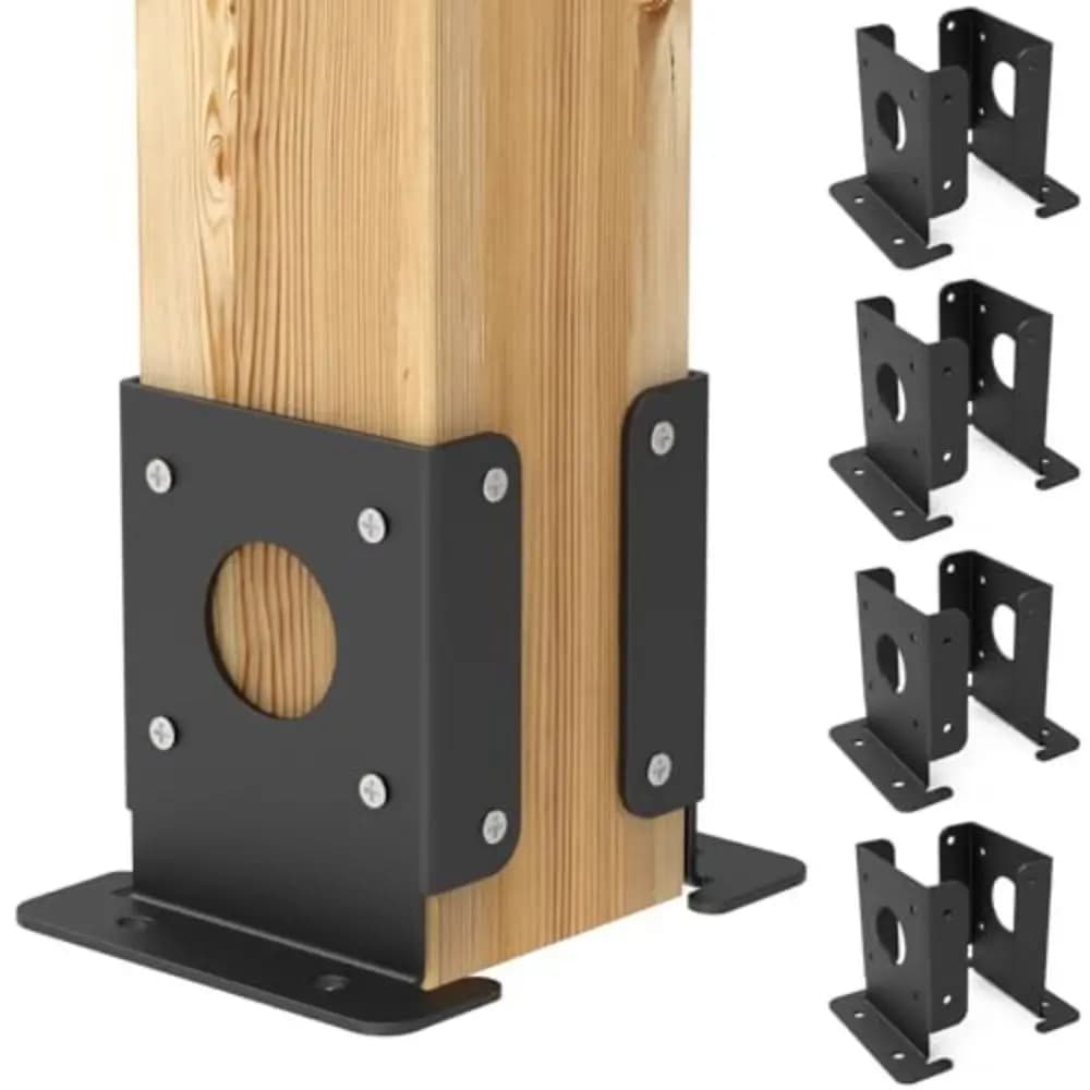 2 supports robustes en acier au carbone pour poteaux de clôture et pergola