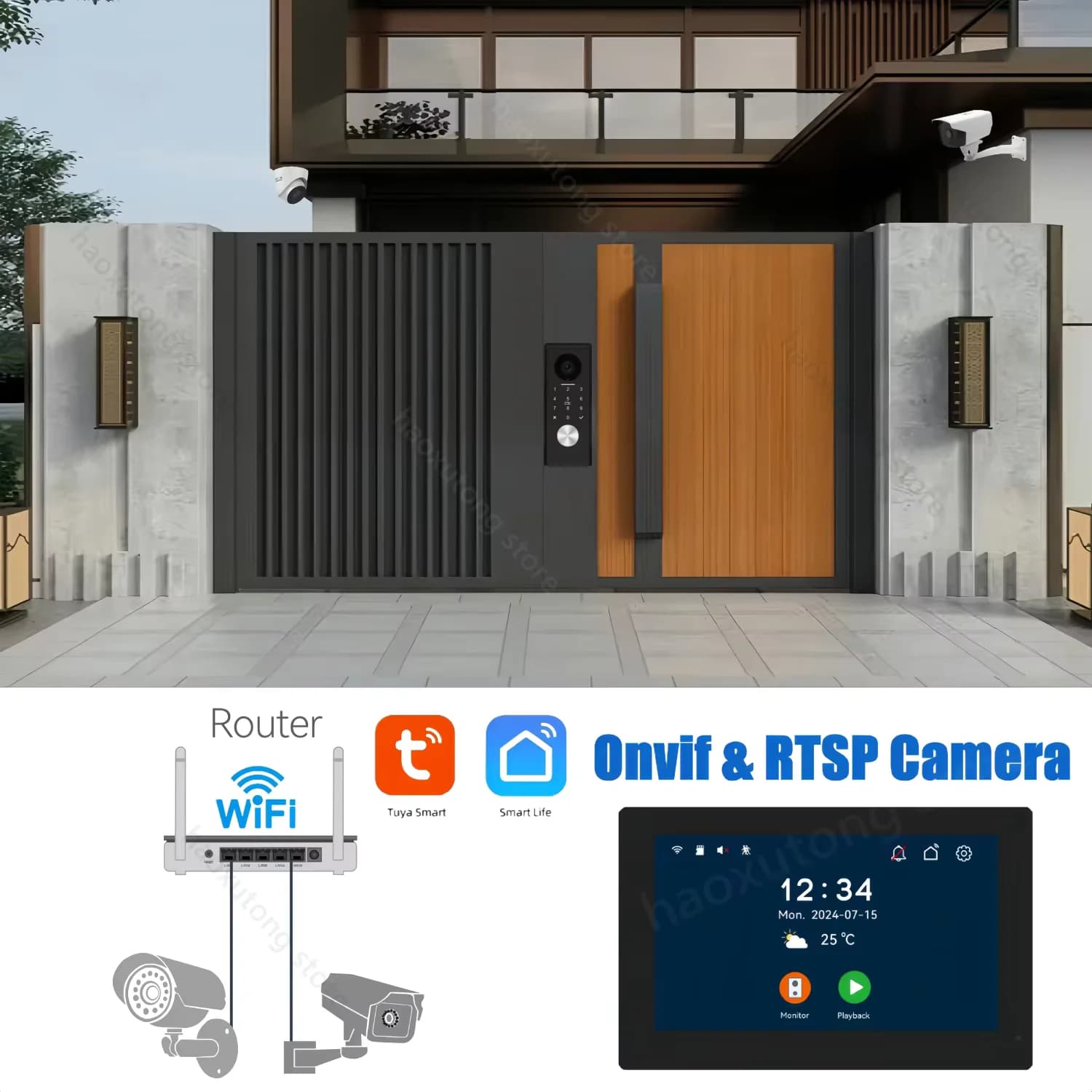 Système d'interphone vidéo Wi-Fi 2 fils avec lecteur de carte et mot de passe