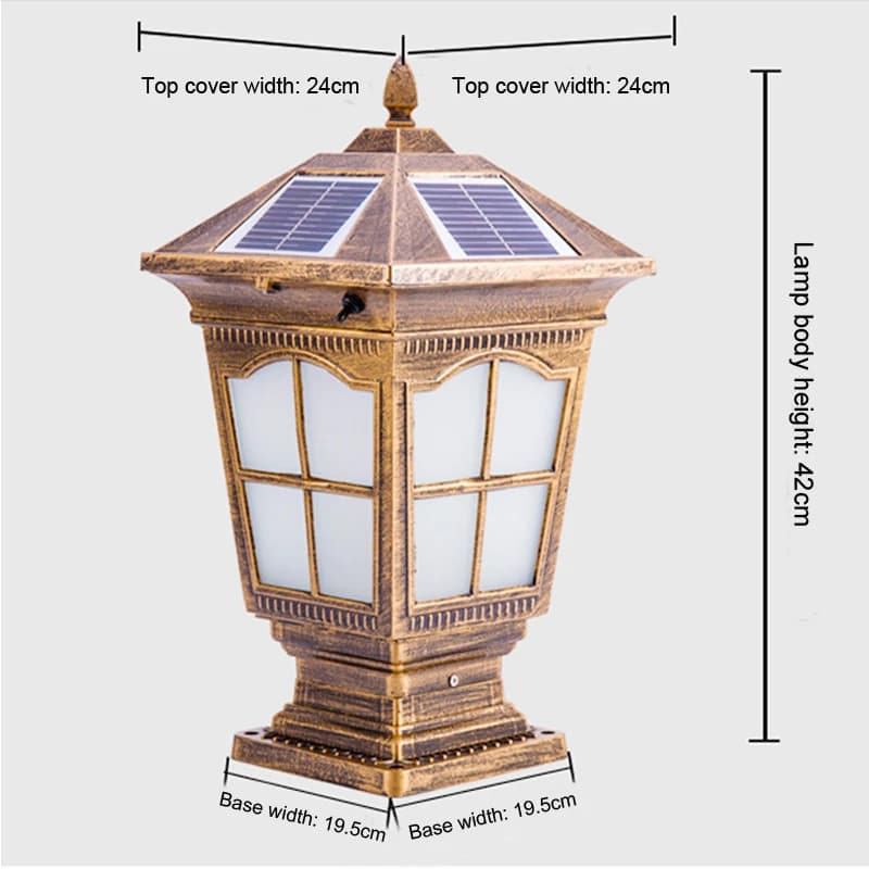 Lampe solaire de poteau, éclairage de jardin étanche, style européen, pour villa, cour, café, lampe murale extérieure pour poteau de porte