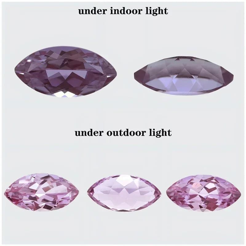 Pierre d'alexandrite de laboratoire de forme marquise à changement de couleur pour la fabrication de bijoux de haute qualité (bagues, boucles d'oreilles), vente en gros avec certificat