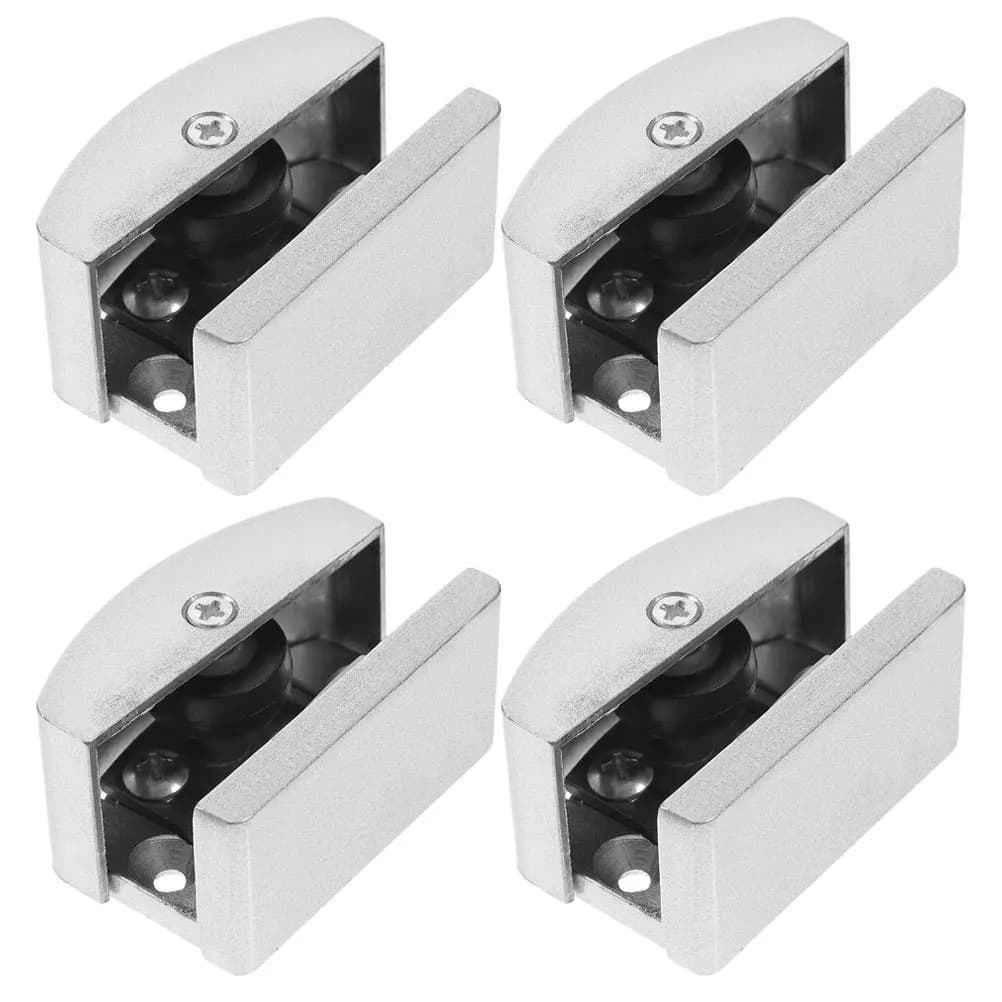 Fond de guidage de porte en verre réglable, 4 pièces, pour portes de douche de 5 à 14Mm d'épaisseur, piste coulissante, poulie à rouleau en alliage d'aluminium, Guide de porte