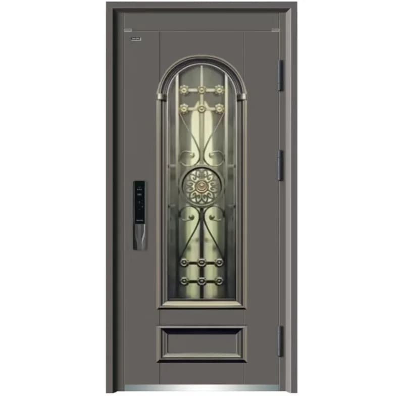 Porte d'entrée en alliage d'aluminium et d'acier au Design moderne