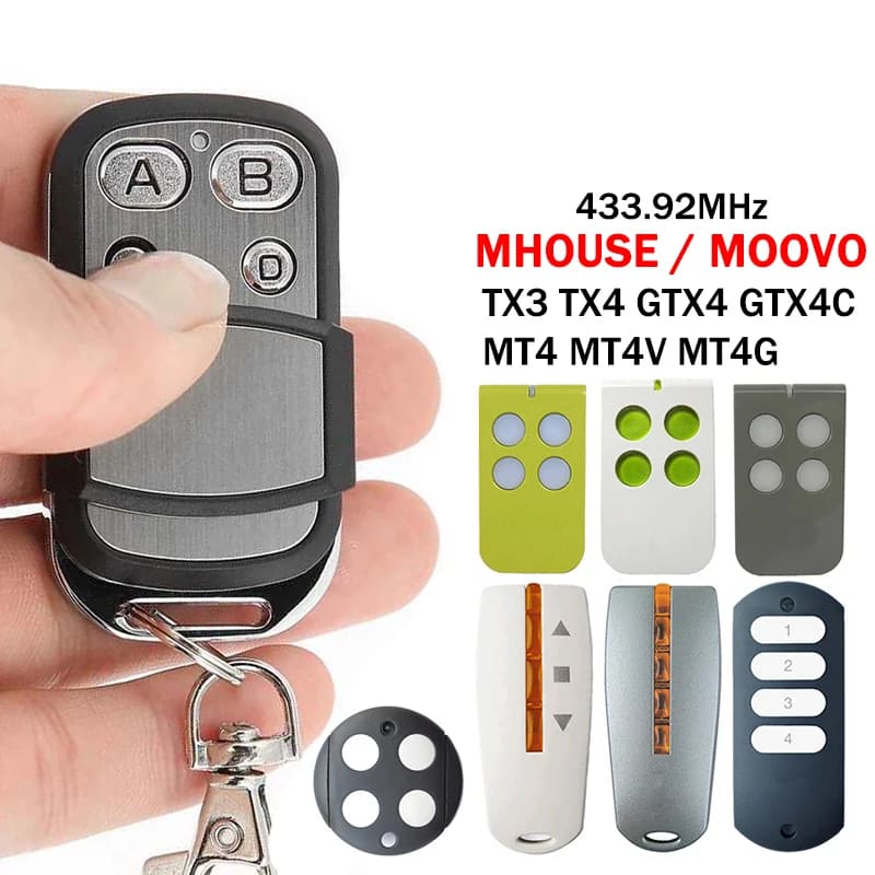MHOUSE MOOVO TX3 TX4 GTX4 GTX4C MT4 MT4V MT4G Télécommande de garage Ouvre-porte 433MHz Contrôle de porte