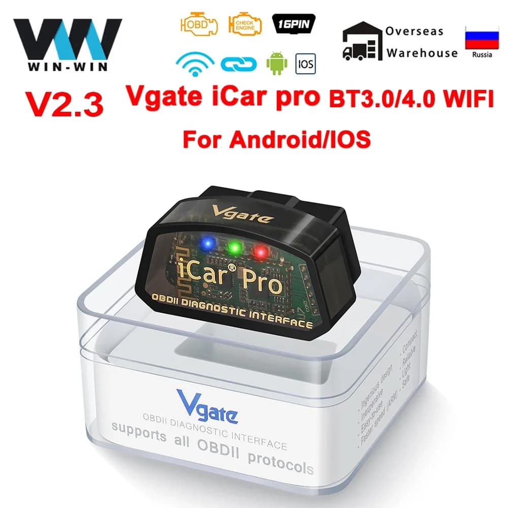 Vgate ICar Pro ELM327 V2.3 Bluetooth 4.0 BT3.0 WIFI pour IOS/Android OBD Auto Scanner Lecteur de Code OBD2 Outils de Diagnostic Automobile