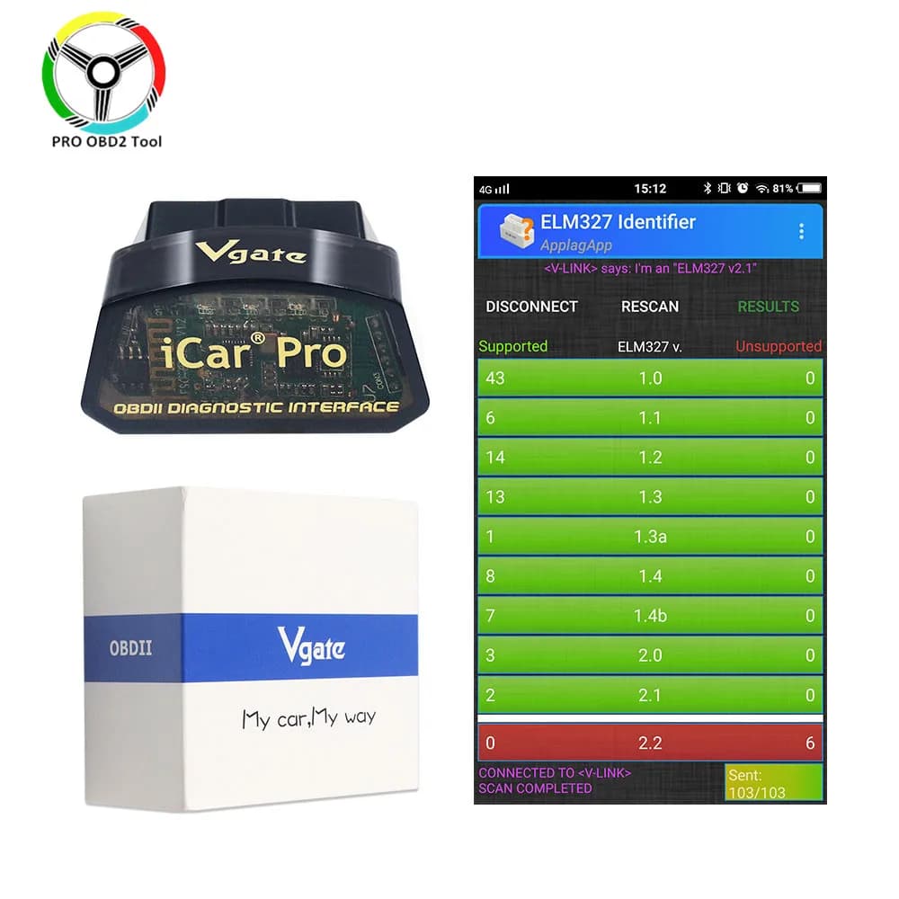 Outil de Diagnostic Original Vgate iCar Pro V2.3 ELM327 BT/WIFI 4.0 OBD2 Icar Pro ELM 327 pour Scanner automatique IOS/Android