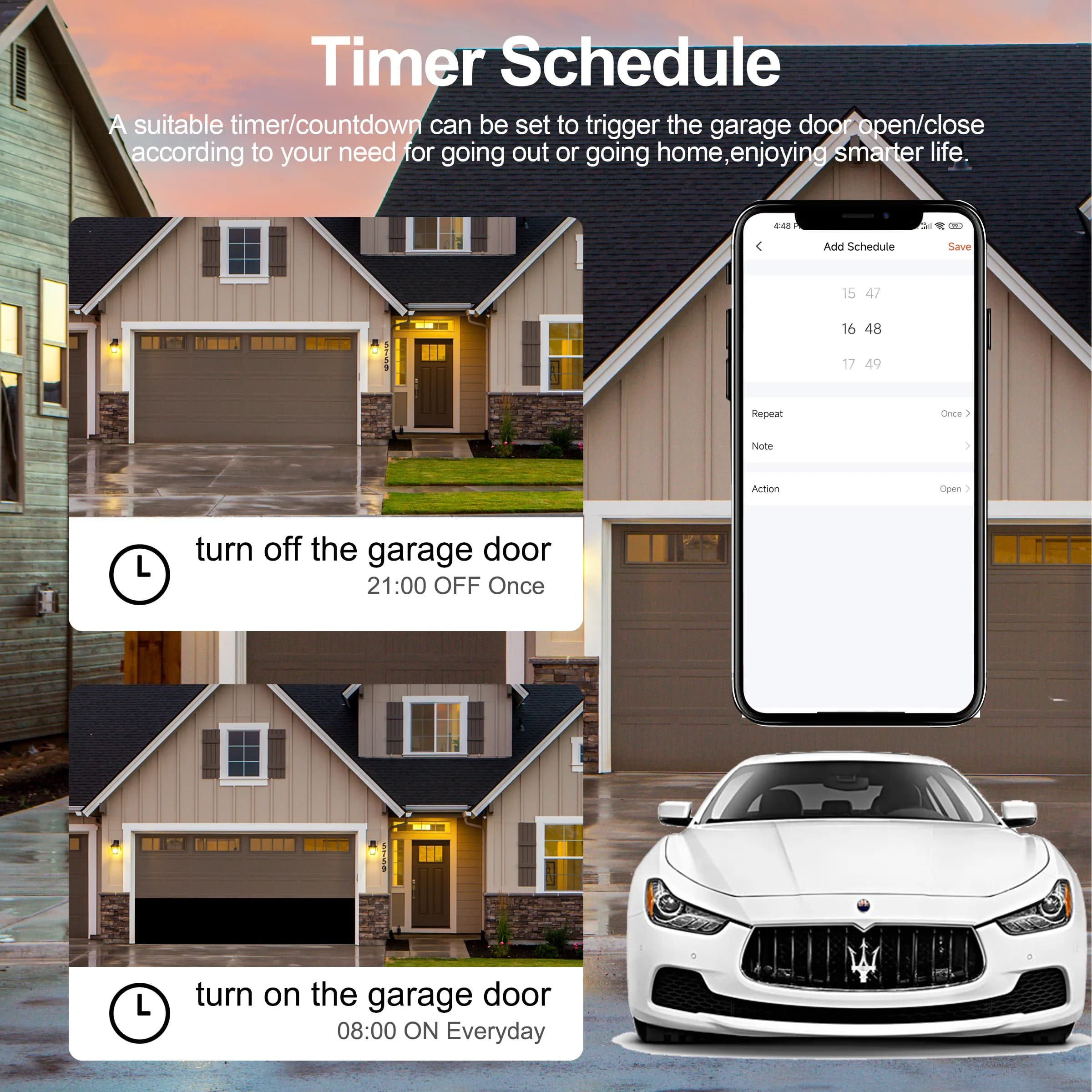 GIRIER WiFi contrôleur d'ouverture de porte de Garage intelligent fonctionne avec Alexa Google Home Assisant Alice App télécommande aucun Hub requis