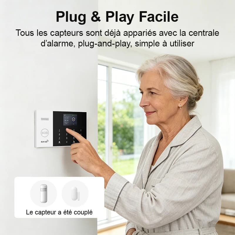PGST kit sécurité alarme anti intrusion WiFi 2G GSM 4G Works with Tuya Smart Life système sans fil connecté pour maison commerce surveillance mobile installation rapide protection 24h sur 24