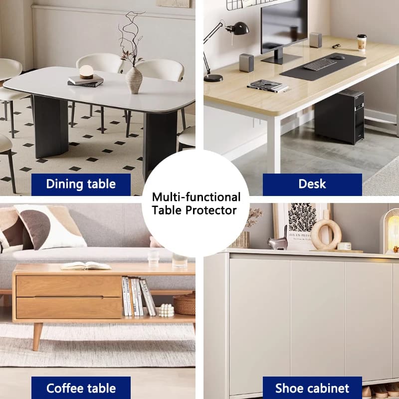 Protecteur de table transparent en PVC – 1,0 mm d'épaisseur, imperméable à l'huile et résistant à la chaleur pour salle à manger, tables basses et bureaux-maison et bureau