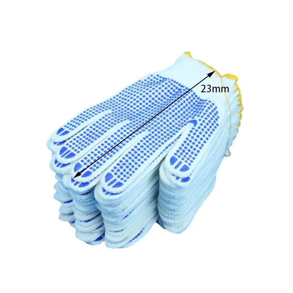 5 paires de gants de travail avec grip antidérapant, protection en coton avec points en PVC, pour peintre, mécanicien, construction industrielle