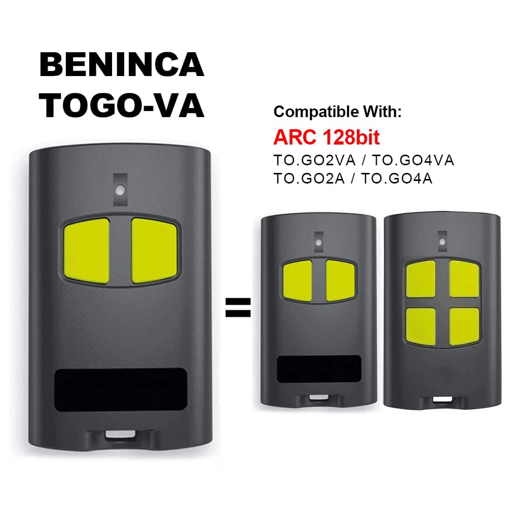 1-2pcs BENINCA TO. Télécommande de porte de garage go 2VA 433MHz code roulant