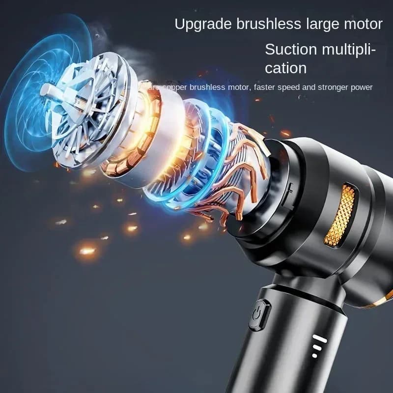 Aspirateur de voiture haute puissance, portable, sans fil, avec moteur sans balais, machine de nettoyage puissante, souffleur d'air pour appareils ménagers