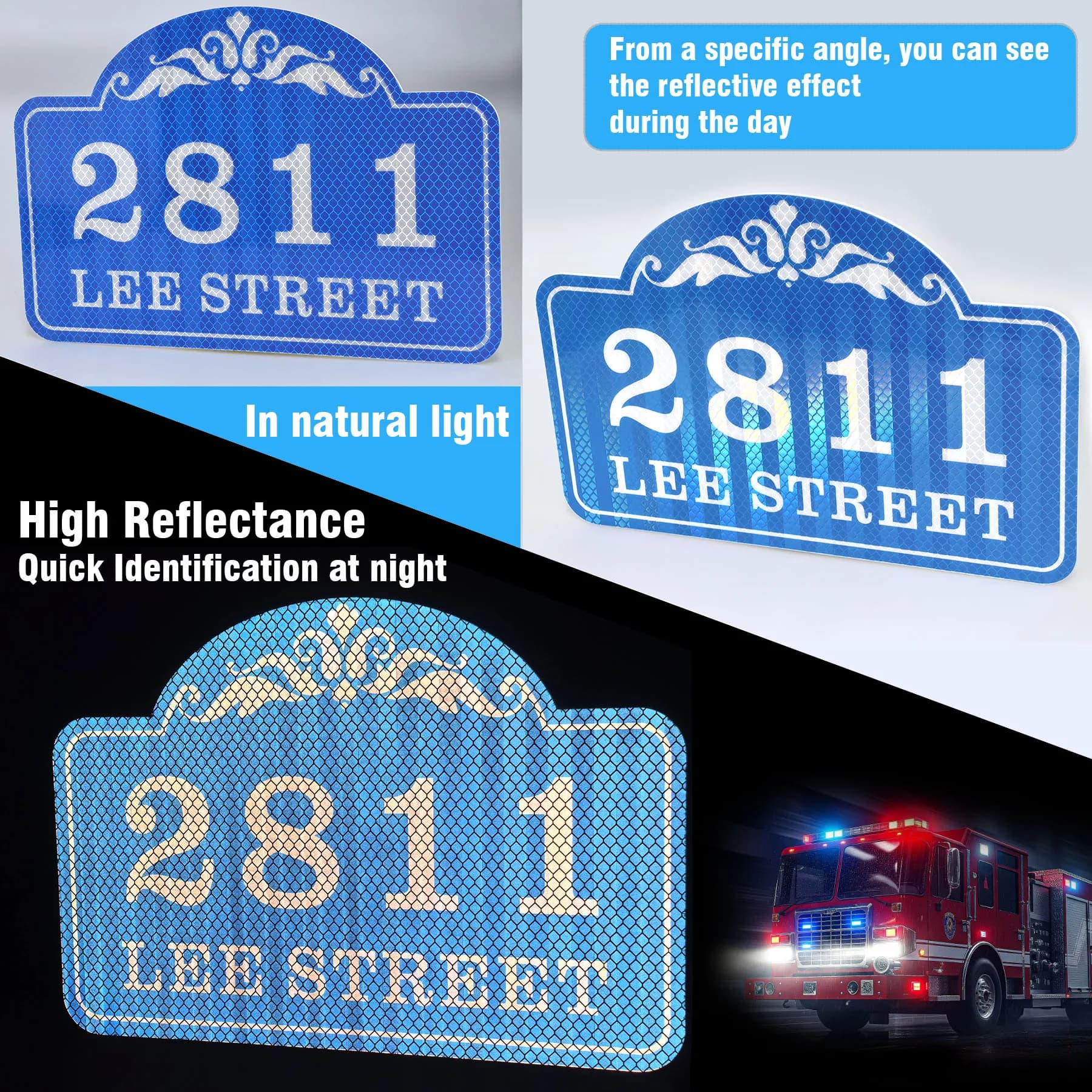 Plaque d'adresse personnalisée en PVC acrylique avec option réfléchissante