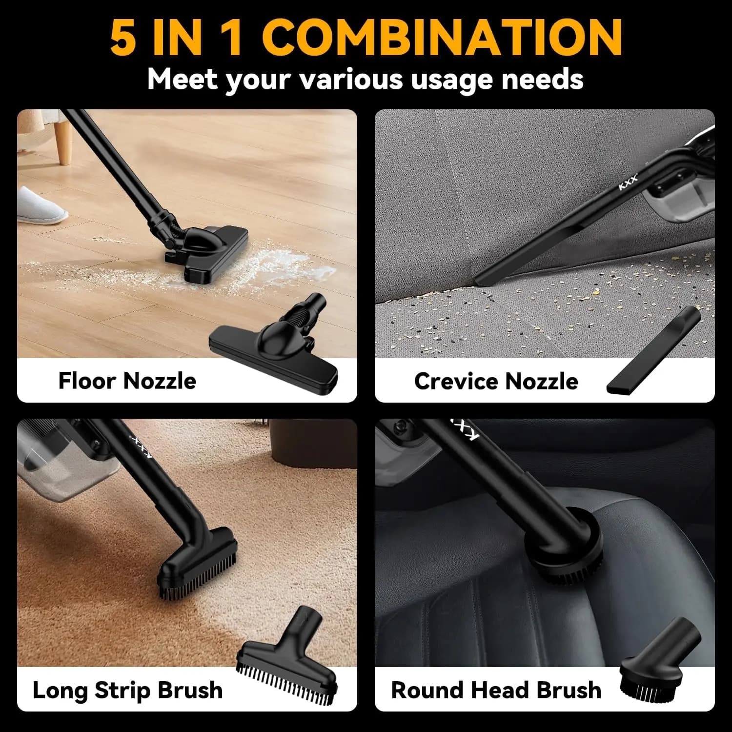 Aspirateur électrique à main 5 en 1 avec moteur puissant 400W, aspirateur à main Portable 46 CFM pour sol, tapis, voiture pour Dewalt